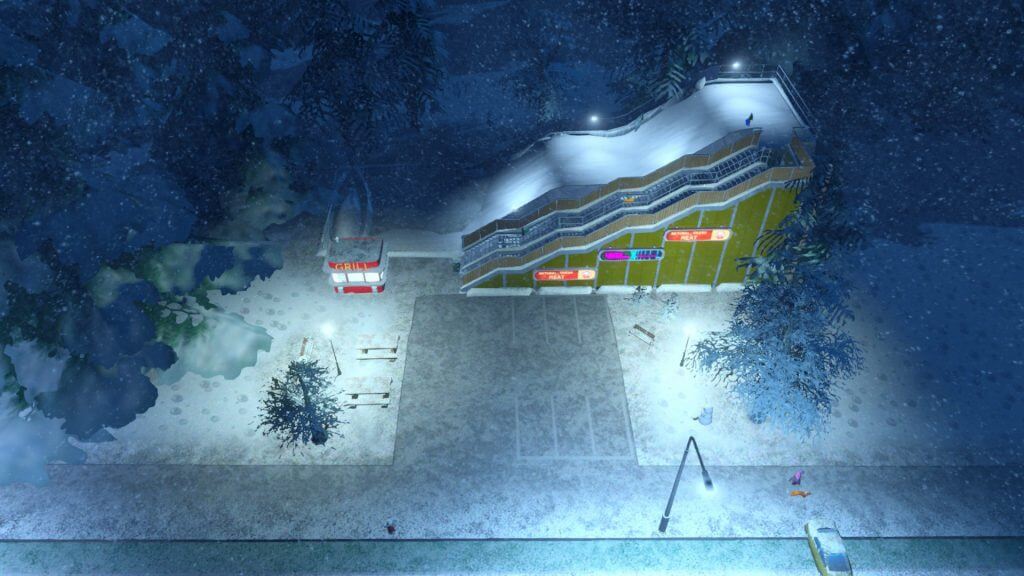 Cities:skylines　冬のテーマSnowfall夜のソリ公園