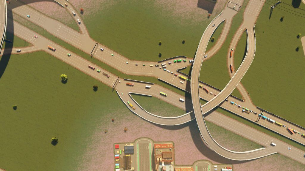 Cities:skylines　高速道路の合流は渋滞する